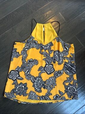 Express Yellow and Black Floral Barcelona Cami Size L